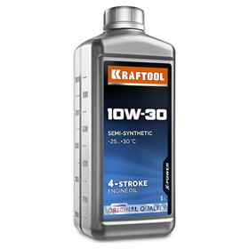 Масло KRAFTOOL 10W-30, 41510-1, полусинтетическое, для 4-х тактных двигателей, 1 л 10742366