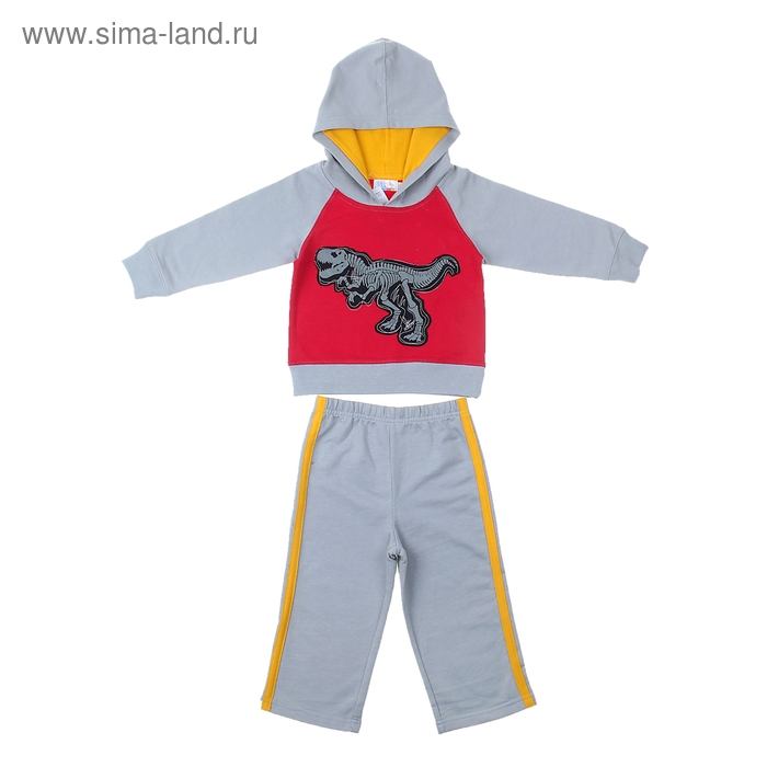 Комплект для мальчика "Динозавр": кофта, брюки, рост 80-86 см (12-18 мес.), цвет микс 9122ID0305 - Фото 1