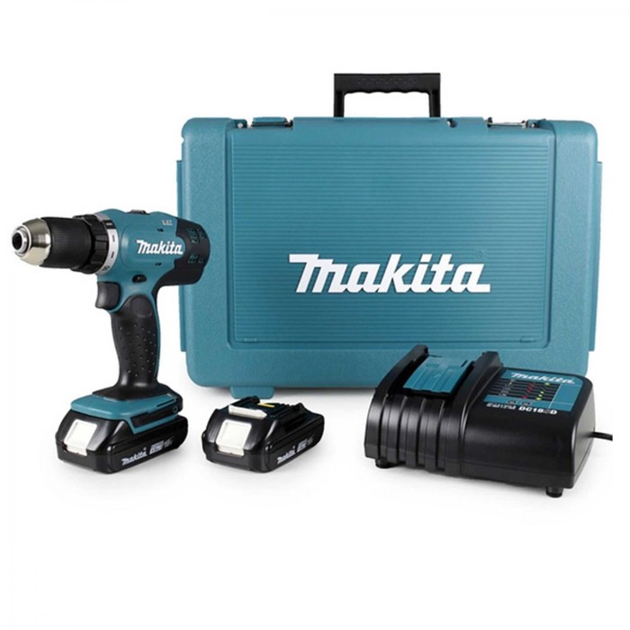 Дрель-шуруповерт Makita DDF453SYE, 18 В, 2х1.5 Ач, БЗП 13 мм, 400/1300 об/мин, 42/27 Нм