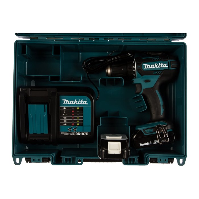 Дрель-шуруповерт Makita DDF482SYE, 18 В, 2X1.5 Ач, Li-ion, 600/1900 об/мин, 62/36 Нм, кейс   1073359