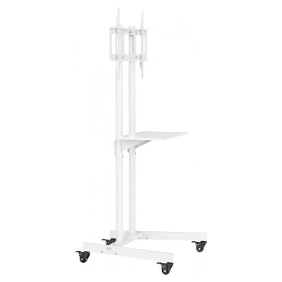 Стойка для телевизора Cactus CS-ST04, напольная, мобильная, 37-70", белая, до 68 кг
