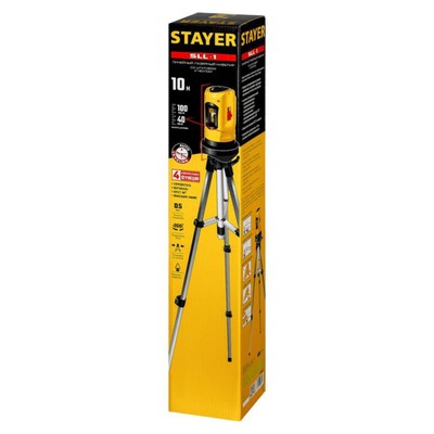 Нивелир лазерный Stayer 34960-1, 2 луча, 10 м, ± 4°, ± 0.5 мм/м, 5/8"