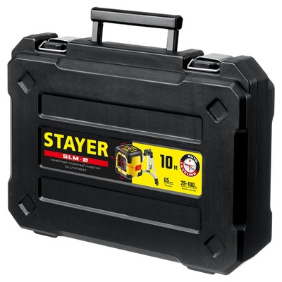 Нивелир лазерный Stayer 34961-2, 2 луча, 10 м, ± 4°, ± 0.5 мм/м, 1/4", штатив, кейс