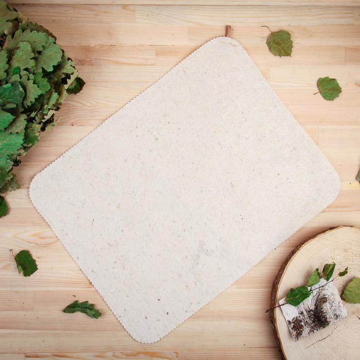 Коврик - сидушка для бани, 50×40 см, войлок, белый - Фото 1