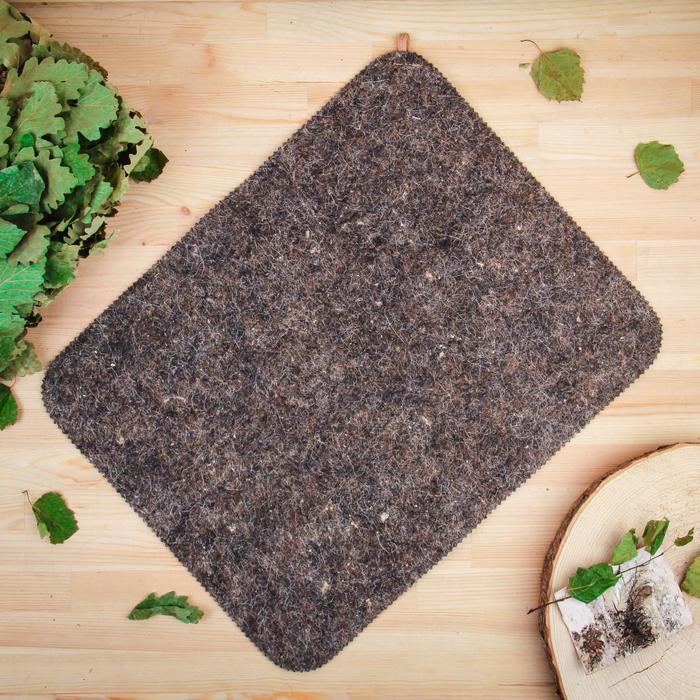 Коврик - сидушка для бани и сауны, 47×37 см, шерсть 30%, полиэфир 70%, тёмный, «Добропаровъ» - Фото 1