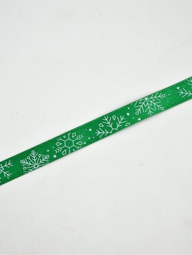 Лента атласная «Снежинки», 10 мм, 23±1 м, зелёная (комплект 2 шт)