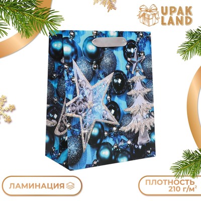 Пакет подарочный новогодний ламинированный «Звезда»,18×23×10 см