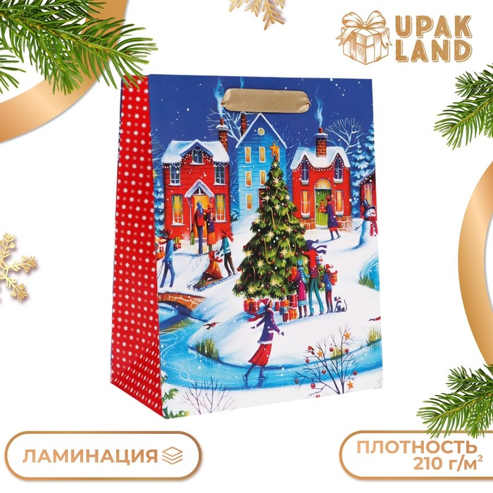 Пакет подарочный, ламинированный, "Праздник во дворе",18 х 23 х 10 см. Новый год - Фото 1