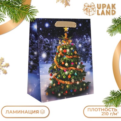 Пакет подарочный новогодний ламинированный «Ёлочка»,18×23×10 см