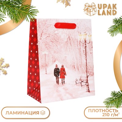 Пакет подарочный новогодний ламинированный «Парочка»,18×23×10 см