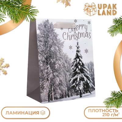Пакет подарочный новогодний ламинированный «Лесная атмосфера»,18×23×10 см