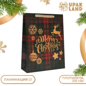 Новый год. Пакет подарочный, ламинированный, "Клетка",31 х 40 х 11,5 см. 10462645