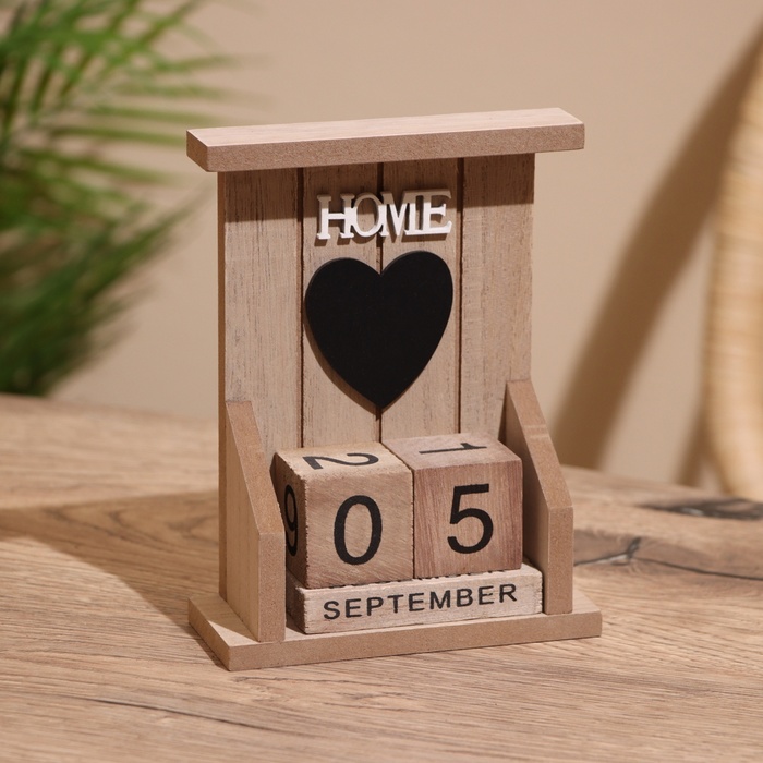 

Сувенир вечный календарь "HOME", дерево, 5х12х15.5 см