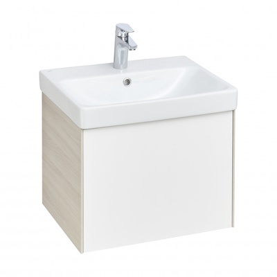 Тумба Aquaton «Асти», под раковину ««Адриана 55», 532×400×427 мм, цвет белый глянец/ясень шимо