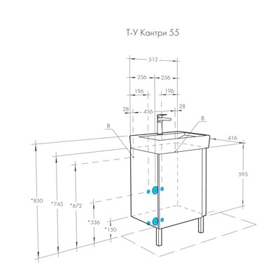 Тумба Aquaton Кантри под раковину Neo 55, цвет белый, дуб верона