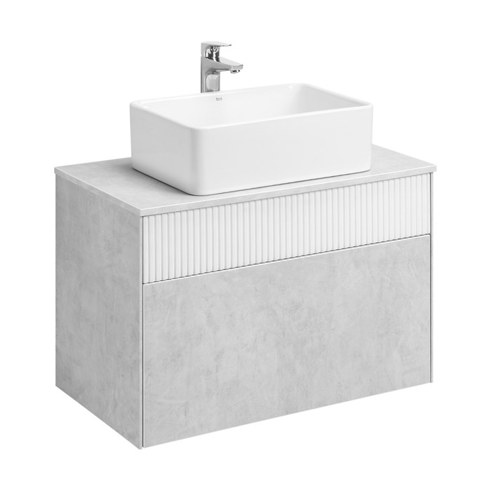 Тумба под раковину Aquaton Марбл, 80 см, цвет слэйт, белый матовый