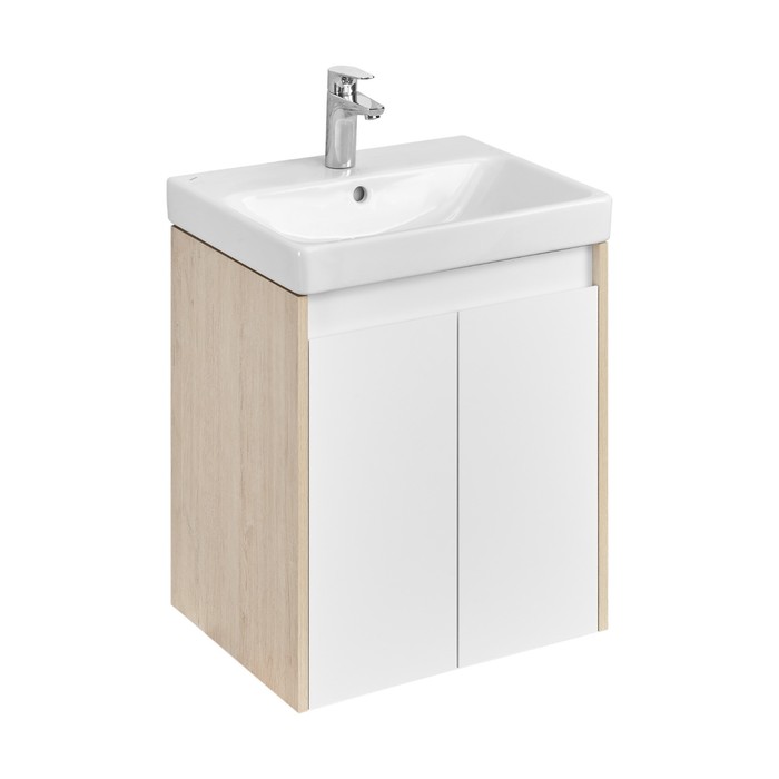 Тумба Aquaton Сканди Doors под раковину Адриана 55, цвет белый глянец, дуб верона
