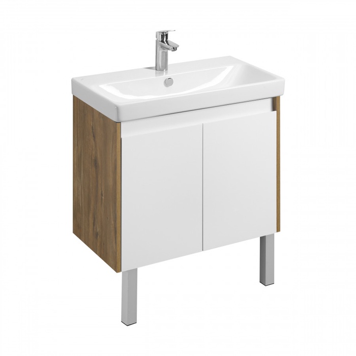 Тумба Aquaton «Сканди» Doors, под раковину «Адриана 80», 768×427×591 мм, цвет белый/дуб рустикальный