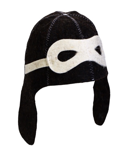 Шапка для бани и сауны «Шлем пилота», полиэфир 70%, шерсть 30%, тёмная, «Добропаровъ»