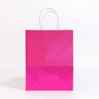 Пакет подарочный бумажный с глиттером розовый, 21×11×27 см - Фото 3