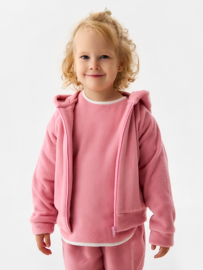 Толстовка для девочки флисовая MINAKU: Fleece Soft, розовая, рост 98-104 см