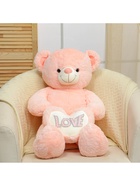 Мягкая игрушка «Мишка», с сердцем, 80 см, цвет розовый - Фото 2