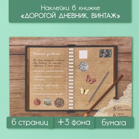 Наклейки в книжке "Дорогой дневник. Винтаж" + 3 фона 20,7х14,2 см 10327616