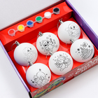 Ёлочные шары под раскраску на новый год «Чудесный подарок»», d=7 см, набор для творчества - Фото 4