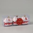 Ёлочные игрушки 3 шт. «Зимнее волшебство. Заснеженный домик» пластик, 6×5 см, красно-белый - Фото 2