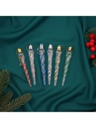 Ёлочные игрушки набор 6 шт. «Сосулька Космин» 11.5×1 см, прозрачный МИКС - Фото 2