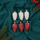 Ёлочные игрушки 6 шт. «Шишки ассорти классик» 7.5×3.5 см, красный белый - Фото 2