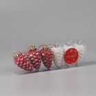 Ёлочные игрушки 6 шт. «Шишки ассорти классик» 7.5×3.5 см, красный белый - Фото 3