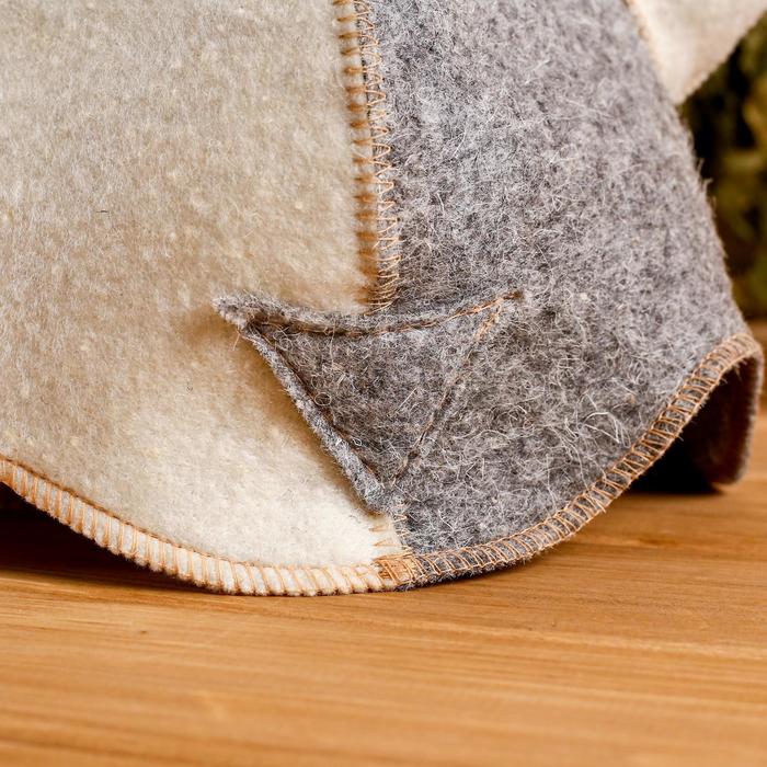 Шапка для бани "Шлем викинга" войлок, комбинированная - фото 1908248417
