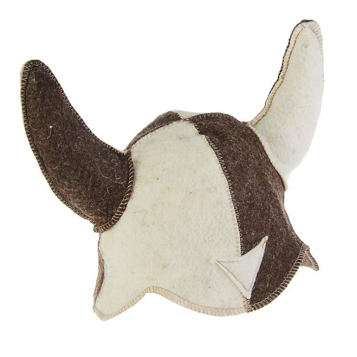 Шапка для бани "Шлем викинга" войлок, комбинированная - фото 1908248418