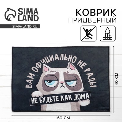 Коврик придверный «Кот», 40×60 см