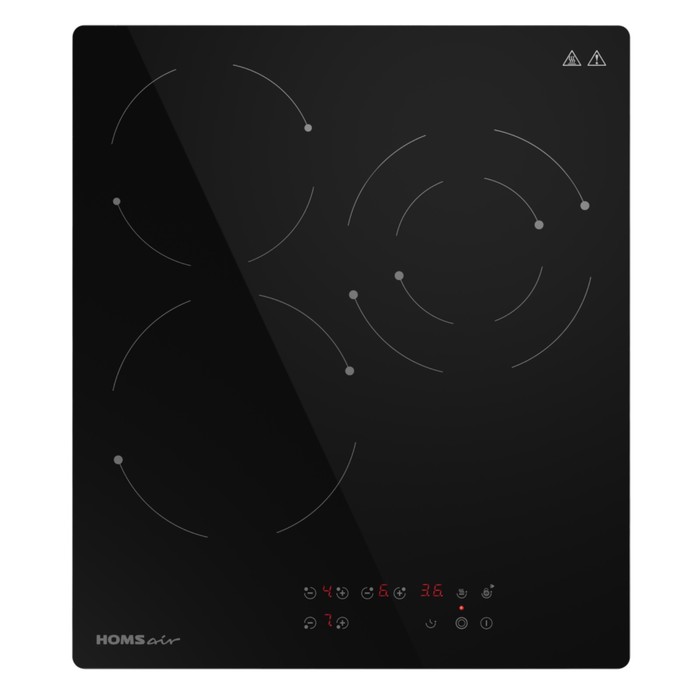 Варочная поверхность HOMSair HVC43DBK, электрическая, 4800 Вт, 3 конфорки, сенсор, чёрная