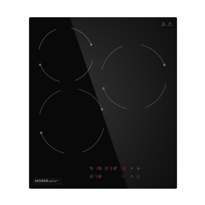 Варочная поверхность HOMSair HVС43BK, электрическая, 4800 Вт, 3 конфорки, сенсор, чёрная