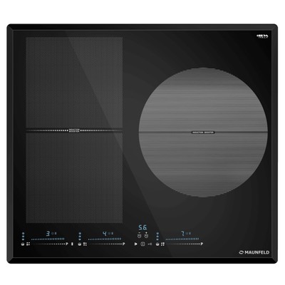 Варочная поверхность MAUNFELD CVI593SFBK LUX , индукционная, 3 конфорки, сенсор, чёрная