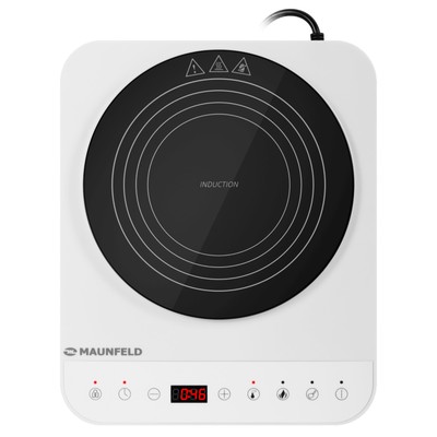 Плитка индукционная MAUNFELD EFI271TWH, 2000 Вт, 1 конфорка, таймер, сенсор, белая