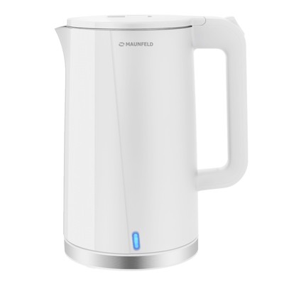 Чайник электрический MAUNFELD MGK-633WH, пластик, колба металл, 1.7 л, 2200 Вт, белый