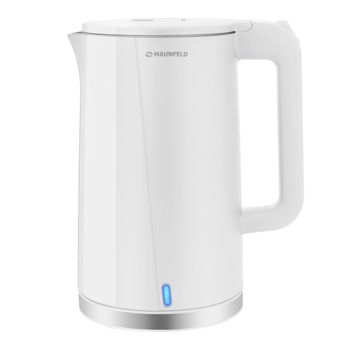Чайник электрический MAUNFELD MGK-633WH, пластик, колба металл, 1.7 л, 2200 Вт, белый - Фото 1