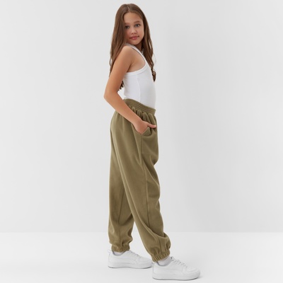 Брюки флисовые для девочки MINAKU: Fleece Soft, светло-зелёные, рост 146 см