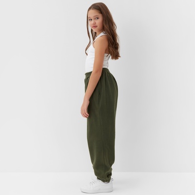 Брюки флисовые для девочки MINAKU: Fleece Soft, зелёные, рост 146 см