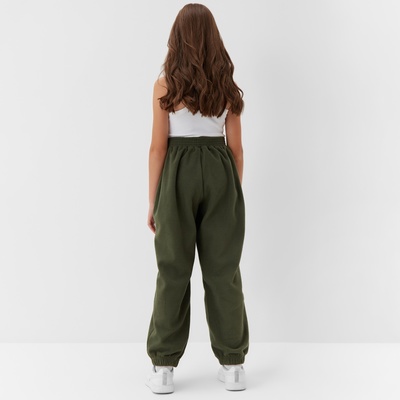 Брюки флисовые для девочки MINAKU: Fleece Soft, зелёные, рост 146 см