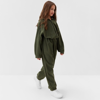 Брюки флисовые для девочки MINAKU: Fleece Soft, зелёные, рост 152 см