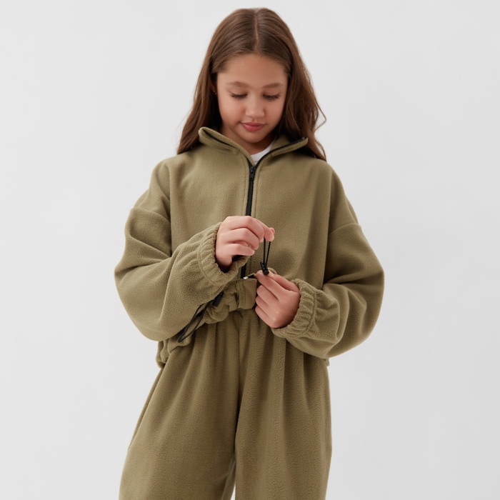 Толстовка для девочки MINAKU: Fleece Soft, цвет светло-зелёный, рост 152 см