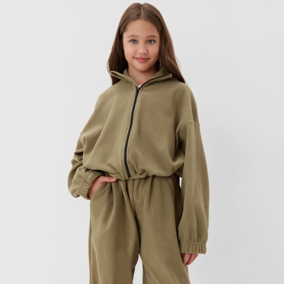 Толстовка флисовая для девочки MINAKU: Fleece Soft, светло-зелёная, рост 170 см