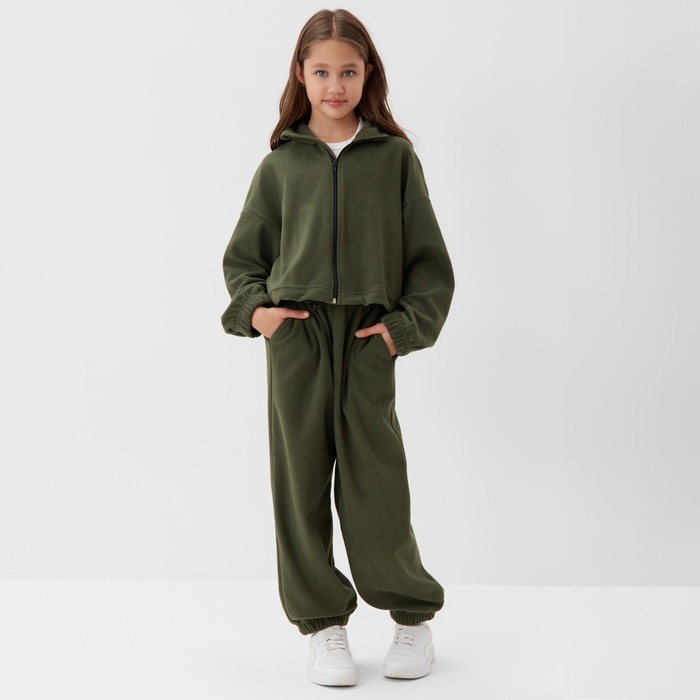 Толстовка для девочки MINAKU: Fleece Soft, цвет зелёный, рост 146 см