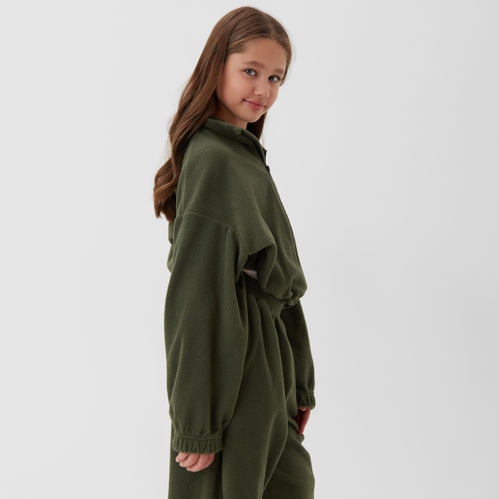 Толстовка для девочки MINAKU: Fleece Soft, цвет зелёный, рост 146 см