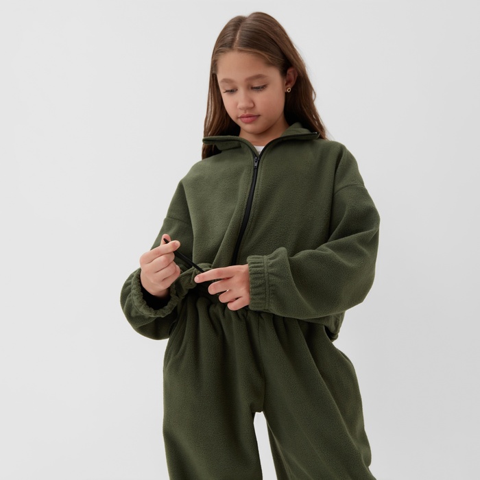 Толстовка для девочки MINAKU: Fleece Soft, цвет зелёный, рост 146 см